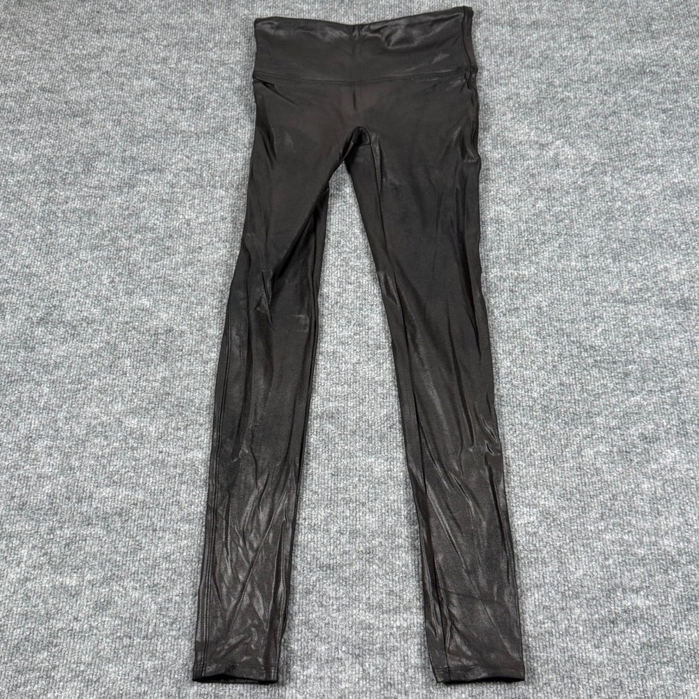 SPANX Sm Shapewear Compression Faux Leather Leggings Shiny Moto Grunge Punk Goth